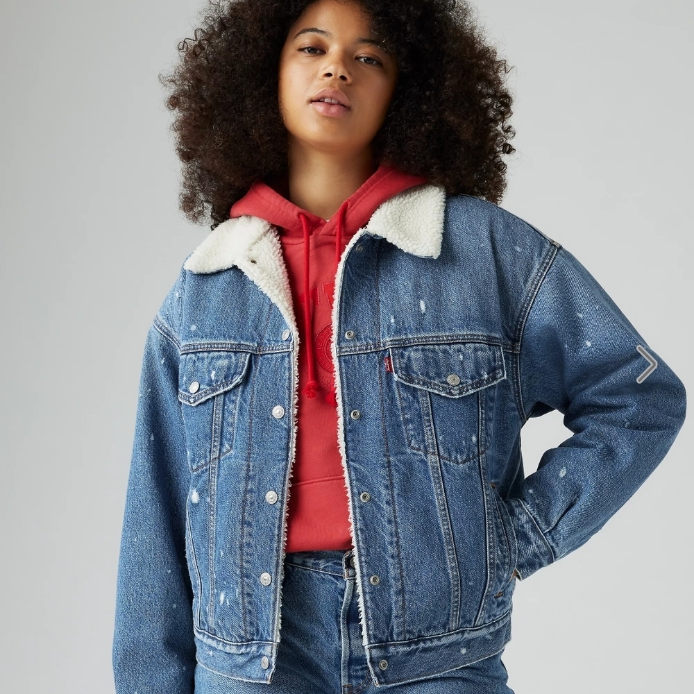 Levi's Sherpa Lined Jacket with Brown Leather Tag